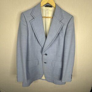 Vintage Country Squire Light Blue Blazer Wide Peak Lapels 70s Style Men’s 40
